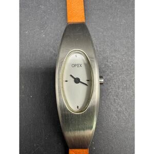 Opex Cybele Watch Silver Tone Brown Slim Leather Band WR 3ATM Stainless Steel